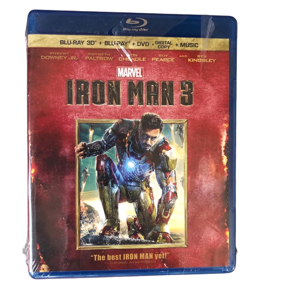 Iron Man 3 Blu-Ray 3D + Blu-Ray + DVD + Digital Copy + Music Marvel Movie